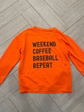 Women’s Orange 'Weekend Coffee Baseball Repeat' Sweatshirt